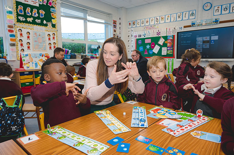 Moyderwell Mercy National School students and teacher counting on fingers